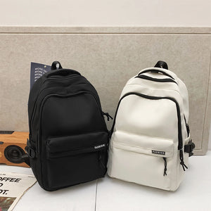 Black Large Capacity Nylon Backpack Simple Style for High School and College