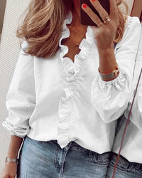Blouse Femme Élégante à Manches Longues et couleur Unie