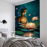 Tapis Murale Bouddha Indien Lotus Méditation