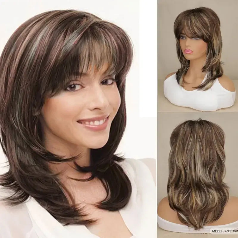 Perruque Mi-Longue Ondulée pour Femme