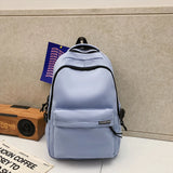 Black Large Capacity Nylon Backpack Simple Style for High School and College