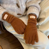 Gants D’Hiver Femme Tricotés Chauds en Velours Longs Tactiles Extérieurs