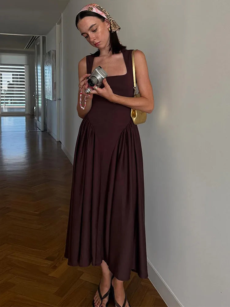 Robe Camisole Slim à Col Carré