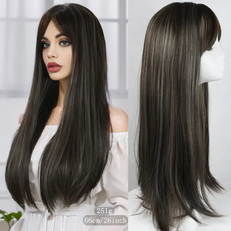 Perruque Synthétique Longue Élégante pour Femme