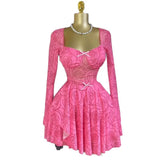 Robe de Soirée Mini Imprimée avec Nœud Élégant