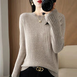 Pull Chaud à Manches Longues avec Col Rond et Motifs Rayés