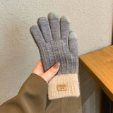 Gants Femme Tricotés Laine Cachemire Écran Tactile Intérieur Polaire Hiver