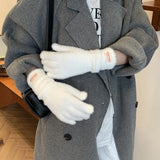 Gants D’Hiver Femme Tricotés Chauds en Velours Longs Tactiles Extérieurs