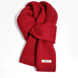 Écharpe Femme en Laine Mérinos Style Minimaliste Tricotée Unie Hiver Chaud