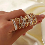 Bague ajustable dorée avec zircons blancs taille marquise Emakujitia
