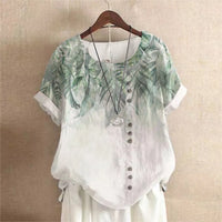 Blouse Blanche Été Rétro en Coton et Chanvre