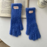 Gants D’Hiver Femme Tricotés Chauds en Velours Longs Tactiles Extérieurs