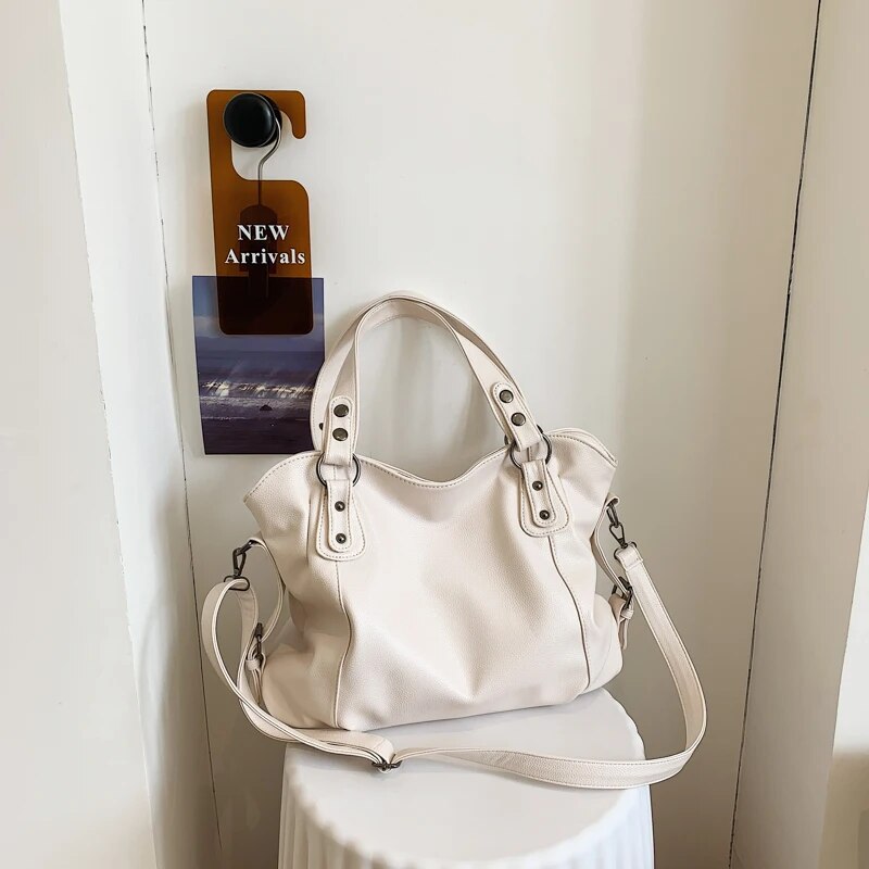 Large tote bag with zipper in PU leather