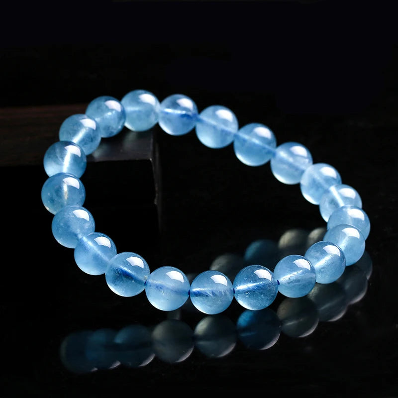 Bracelet en perles de pierre naturelle d'aigue-marine et agate
