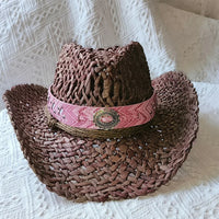Chapeau de cowboy en paille naturelle