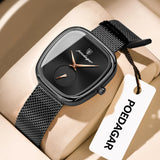 Montre POEDAGAR femme cadran noir bracelet maille noir