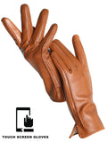 Gants Cuir Véritable Femme Hiver Fins Toucher Écran Doublure Velours Court