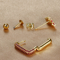 Boucles d'Oreilles Tendance en Métal avec Zircon Coloré
