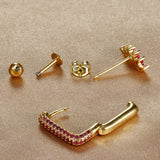 Boucles d'Oreilles Tendance en Métal avec Zircon Coloré