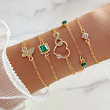 Conjunto de Pulseras con Piedra Cristal Verde