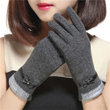 Gants Femme Hiver Vintage en Acrylique et Polyester avec Nœud Tactile