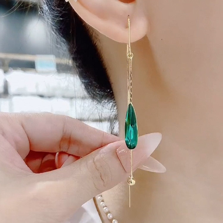 Boucles d'oreilles pendantes en cristal synthétique