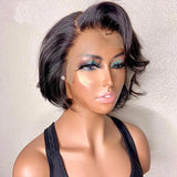 Perruque lace frontal courte en cheveux humains