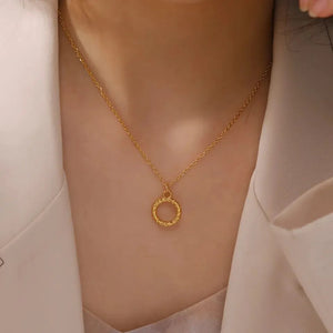 Collier Minimaliste avec pendentif Rond en Acier Inoxydable