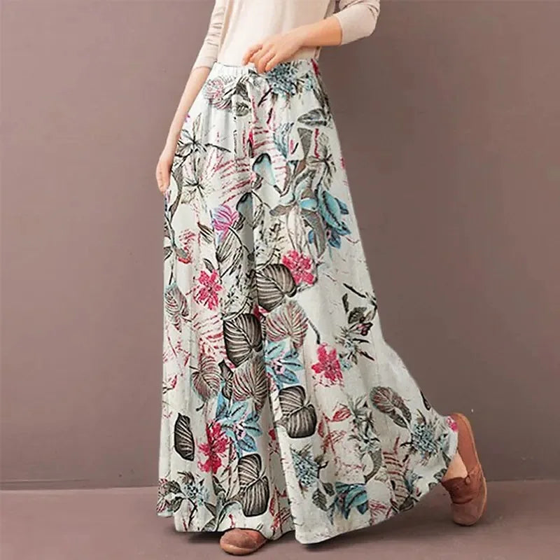 Pantalon Large Décontracté Femme avec Poches - Élégance au Style Rétro