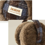 Cache-Oreilles Chaud Hiver Femme Motif Carreaux Fourrure Polyester Mode