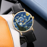 Montre femme bracelet cuir noir cadran chiffres arabes