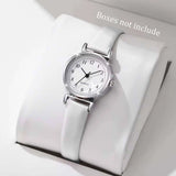 Montre femme bracelet cuir blanc cadran blanc
