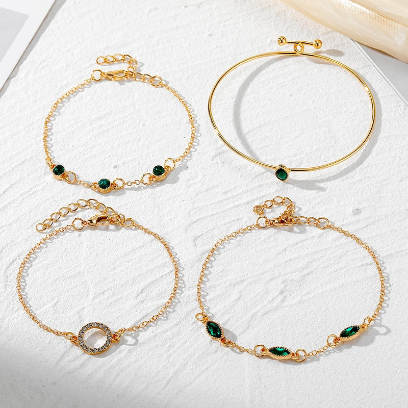 Lote de Pulseras con piedras de cristal verde