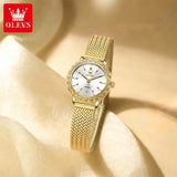 Montre femme OLEVS dorée et argentée, collection complète