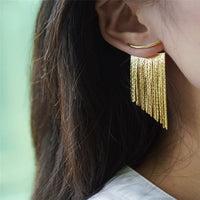 Boucles d'oreilles pendantes glamour en or avec franges scintillantes - Bijoux de mode pour femme