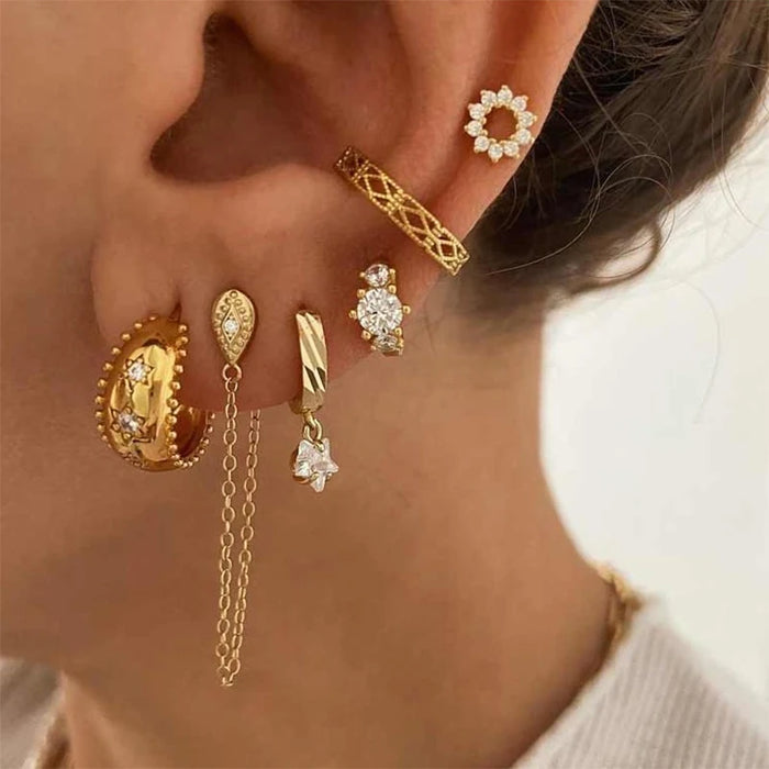 Ensemble de boucles d'oreilles motif étoiles