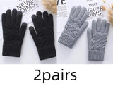 Gants D’Hiver Femme En Laine Tricotée À Écran Tactile Rembourrés Poignet Court