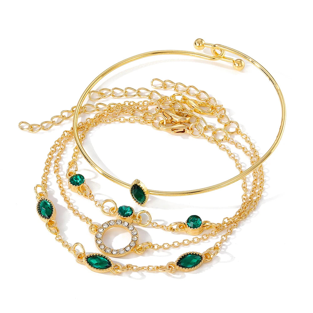 Lot de Bracelets avec pierres en cristal vert