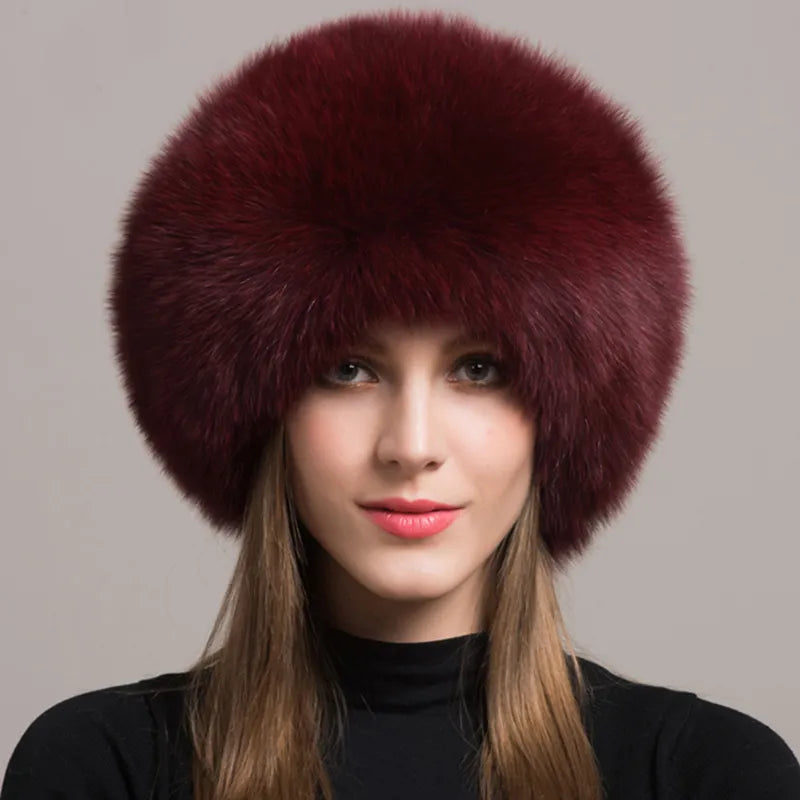 Natural fox fur hat