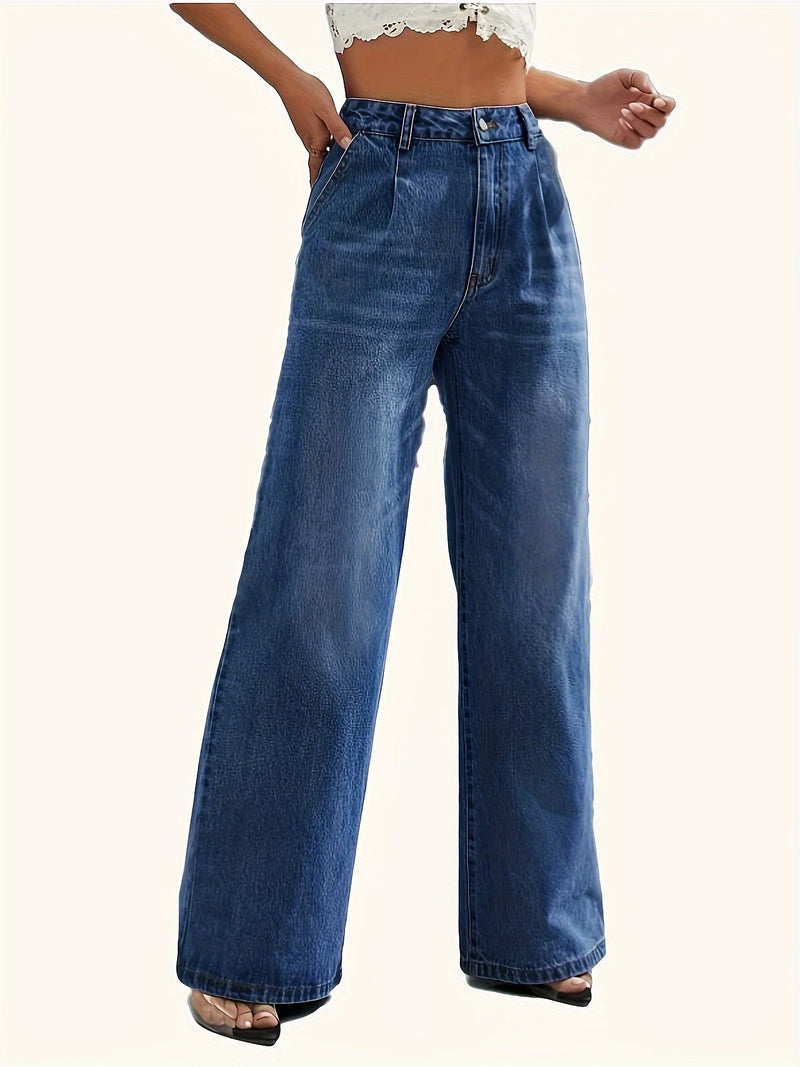 Jean large à taille mi-haute pour femme avec motif de barbe de chat