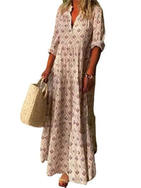 Robe Longue Femme Bohème Imprimée à Manches Longues