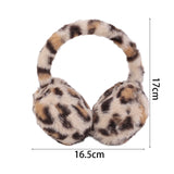 Cache-Oreilles Femme Léopard Style Y2K Hiver en Peluche Douce Protection Froid