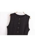 Ensemble Femme À Col Rond Sans Manches Taille Haute Unie Casual