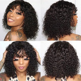Wig BOB ondulée avec frange en cheveux humains
