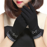 Gants Femme Hiver Vintage en Acrylique et Polyester avec Nœud Tactile