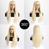 Perruque Synthétique Longue et Lisse Colorée