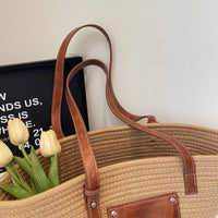 Sac d'Épaule Grand Format Tendance en Tissu Tressé