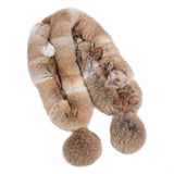 Écharpe Femme en Fourrure de Lapin Véritable Style Hiver avec Pompons Chauds