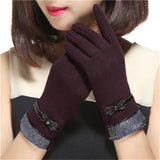 Gants Femme Hiver Vintage en Acrylique et Polyester avec Nœud Tactile