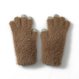 Gants En Cachemire Femme Hiver Tricotés Chauds Tactiles Cinq Doigts